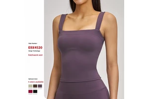 Under Lulu Custom Cross-border Euro-American Breathable Yoga Tank Top Vest Chest Pad High Elastic Square Neck Outdoor Fitness