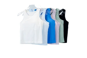 Women's Yoga Tank Top High-Elastic Knit Ribbed Summer Wear Nylon Slim Fit Comfortable with Built-in Pads