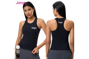Janya Women's Breathable Round Neck Workout Tank Top Racer Back Fitness Activewear Gym Top for Ladies Sleeveless