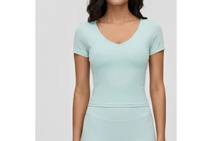 Women's Breathable Tight V-Neck Yoga T-shirts High Elastic Casual Quick Dry Sports Tops