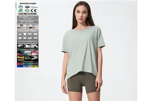 Customization New Spring/Summer 2026 Strapless Knitted Yoga Wear Sport Top Loose Short-Sleeved Long Quick Dry Breathable Women
