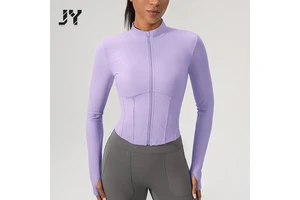 JY Hot Selling Tight Zipper Running Sports Top, Slimming Stand Collar Quick Drying Running Women's Yoga Top for Sports