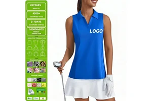 Women's Golf Shirt UPF 50+ Polo Shirts Sleeveless Ladies Workout Custom Tank Tops V-Neck Quick Dry Tennis Running Yoga Wear