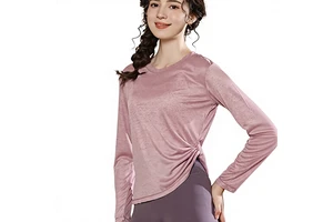 Breathable Lightweight 100% Polyester Yoga Top Slim-Fit Figure-Flattering Sports T-Shirt Pilates Running Workout Long-Sleeve