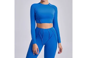 Quick-drying Tight Fitness Crop Top Three-dimensional Crew Neck Long Sleeve Sports T-shirt High Strength Soft Woman's Yoga Wear