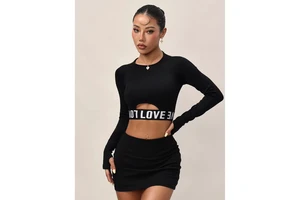 Under Lulu Custom Foreign Trade Nine Quarter Sleeve Breathable for Yoga Suit Women Elastic Letter Fitness Yoga Top Quick-drying