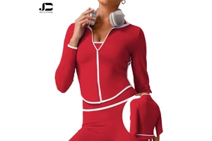 The New Color Contrast Zipper Stand Collar Naked Sense Yoga Jacket Female Autumn and Winter Wear Running Fitness Long Sleeve Top