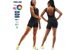 Women's Bodysuit Yoga Wear Four Way Stretch Moisture Wicking with Zipper Pocket for Casual Sports OEM ODM