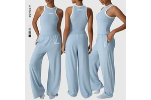 Wholesale Price Summer Sportswear Breathable and Comfortable Round Neck Sleeveless Yoga Set