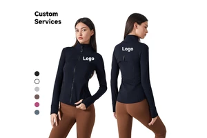 Autumn Winter Women's Lightweight Long Sleeve Fitness Jacket New Thin Fleece Yoga Top Waist Slimming Warm Plus Size Front DAW178