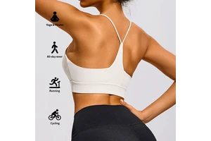 Custom Sample Four-Way Stretch Women Cross Back Plain Sportswear Top Gym Fitness Wear Workout Sport Bras for Women