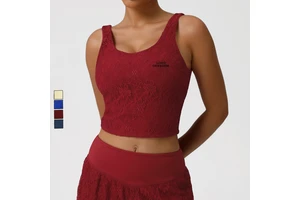 Double Layer Lace Design Sleeveless Quick Drying Top Women's Skin Friendly Dance Training Tennis Yoga Fitness Tank Top