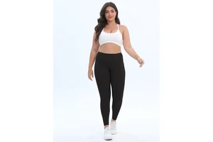 Plus Size High Waist Yoga Pants Tummy Control Butt Lifting Elastic Waist Solid Breathable Four-Way Stretch Workout Leggings for