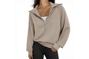 Women's Regular Sleeve Long Sleeve Top Yoga Sports Zipper-Up Button-Up Collar Solid Color Sweat Autumn Winter Running Fitness