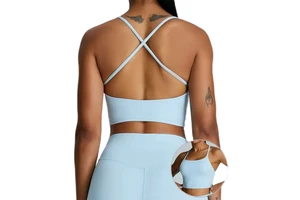 Yoga Tank Top Women Shockproof Gathering Cross Back Sports Bra Quick Dry Breathable Running Fitness Women's Clothing Tops