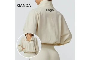 XIANDA Regular Eco-Friendly Full Zipper Front Pockets Crop Top Coat Gym Jogging Pilates Outdoor Running Women Sports Yoga Jacket