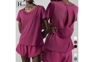Summer Round Neck Women's Gym Sports Casual Fitness Clothing Running Yoga Tops Quick Dry Loose Breathable Fitness T-shirt