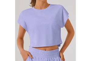 Women's Sleeveless Breathable Quick-Dry Crew Neck Sports T-Shirt Summer Fitness Wear Solid Color Loose Fit Slimming Yoga Top