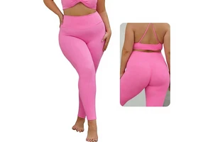 European and American Outdoor Sports Plus Size High Waist Solid Peach Hip Tight Full Length Wrinkle-Resistant Yoga Pants 813