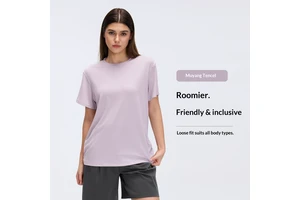 Simple Loose-fitting Breathable for Yoga Short-sleeve Women's Solid Color Running Fitness Crew Neck Casual Sports T-shirt