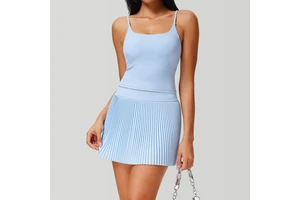 Two-Piece Breathable Solid Yoga Set Fitness Sleeveless Padded Yoga Top High Quality Soft Yoga Skirt For Women
