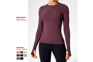 Factory Wholesale Fitness Wear Long-sleeved Women's Sports Tops Slimming Running T-shirts Tight Yoga Wear