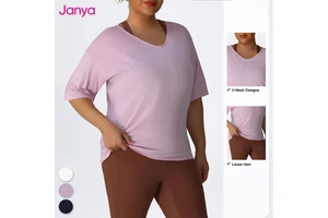 Janya Oversized Women Fitness Shirt Plus Size Loose Fit Quick Dry Breathable Yoga Workout Top Outdoor Running Sports T Shirt