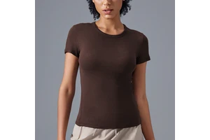Modal Round Neck Versatile Sports Short-sleeved Women's Nude Skin-friendly Waist Slim Yoga Wear Tops Gym Fitness Women T-shirt
