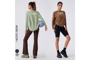 Round Neck Yoga Tops for Women Loose Quick-Drying Training Fitness Clothes Sport Tshirt Women Sport Tshirt Women Long Sleeve