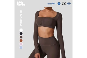 2025 New Design Wholesale High Quality Yoga Crop Top Long Sleeve New Style Shrugs Custom logo Women Long Sleeve