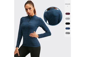 Thick Winter Half-Zip Lady One Piece Custom Sports Yoga Fitness High Quality Gym Workout Plus Size Long Sleeve Top for Women