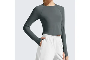High Quality Yoga Top For Women's Softness Sportswear Crew Neck Long Sleeve Gym Wear Custom Slim Fitness Yoga Top For Women's