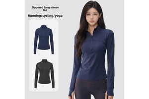 Half-zip Stand Collar Sports Jacket Quick-dry Slim Fit Yoga & Fitness Top for Outdoor Running