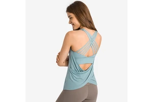 New Sports Blouse With Breast Pad Vest Exercise Clothing for Women Loose Tube Top Breathable Sleeveless Workout Yoga Top