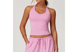 Women's T-line Luxury Sportswear Sleeveless Sport Top V-Neck Backless Breathable Yoga Active Crop Tank Top