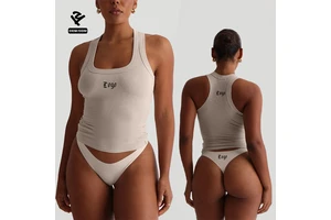 L1233 Clothing Manufacturers Custom Stretch Square Neck Sleeveless Rib Vest Racer Back Gym Fitness Ribbed Tank Top For Women
