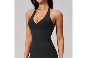 Wholesale Gym Top Seamless Compression Running Exercise Sleeveless V Neck Sports Vest Bra for Women