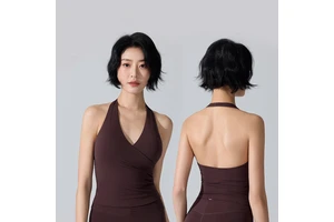 Roregal Antibacterial Halter Tank Top Women Cross Back Removable Cups Fitness Slim Fit Vest for Summer Yoga