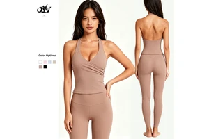New Design V-neck Cross Halter Gym Vest Sleeveless Quick-drying Breathable Women Casual Tops Comfortable Wholesale Sport T-shirt