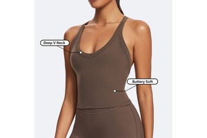 Custom Logo Womens Deep V Neck Tank Tops Sleeveless Shirts Racerback Quick Dry Sports Tank Top Lightweight Yoga Fitness Vest