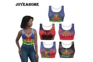 OEM High Quality Haiti Flag Tank Top Custom Logo Women's Yoga Gym Vest Fitness Workout Sports Bra Premium Clothing Workout