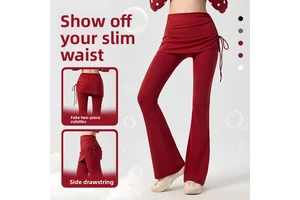 Fake Two Drawstring Flare Yoga Pants Workout Fitness Gym Wear Seamless High Waist Top Quality Sportswear Yoga Leggings