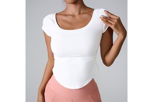 OEM Tight-fitting for Sports Short-sleeve Running Training Quick-dry Shirt Thin Nude-feel Yoga Wear for Women