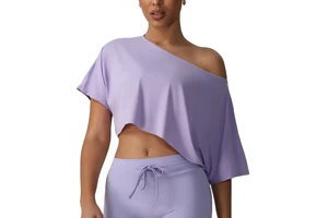 Women's High Elastic One Shoulder Tank Top Breathable Oversized Cropped T-shirt for Gym Casual Yoga Top Wholesale Yoga Top