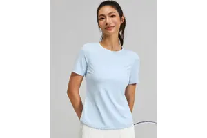 Women Crew Neck Hollow Back Seamless Yoga T Shirt Quick Dry Breathable Sports Fitness Cycling Short Sleeve Top