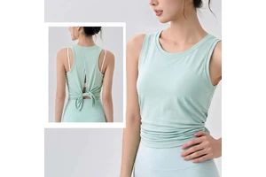 YIYI Modal Fiber Loose Summer Sleeveless Open Back Top Yoga Sexy Lightweight Breathable Soft Tie-Back Fitted Tops for Women