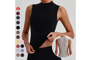 New Tight-fitting Dance Fitness Workout Top Sportswear High Elastic Sports Vest Summer High Neck Yoga Crop Tank Top for Women
