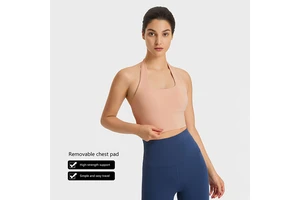Hot Girl Strapless Sports Vest Women Fashionable Sexy Back Halter Neck Fitness Yoga Clothes Top