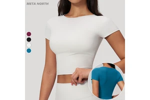 Breathable Lightweight Sport Short Sleeve Women Gym Tops Fitness High Quality Quick Dry Four-Way Stretch Active Compression Slim
