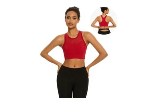 Aoyema Women's Sports Wear Sexy New Round Collar Racerback Vest Naked Feeling Rib High Gym Yoga Top Sports Fitness Bra